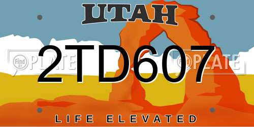 2TD607 Utah License Plate