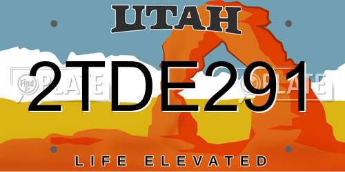 2TDE291 Utah License Plate