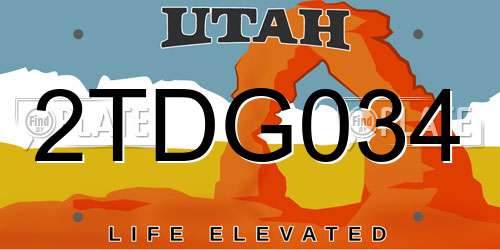 2TDG034 Utah License Plate
