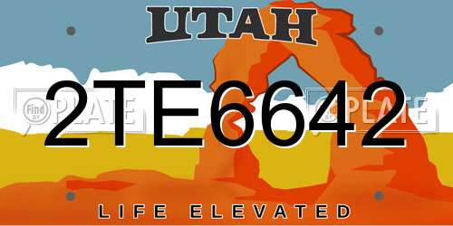 2TE6642 Utah License Plate