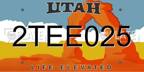 2TEE025 Utah License Plate