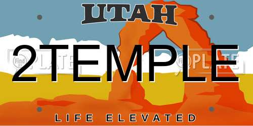 2TEMPLE Utah License Plate