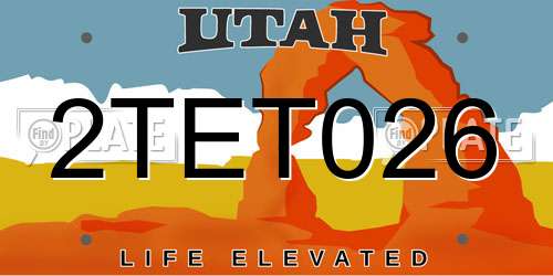 2TET026 Utah License Plate