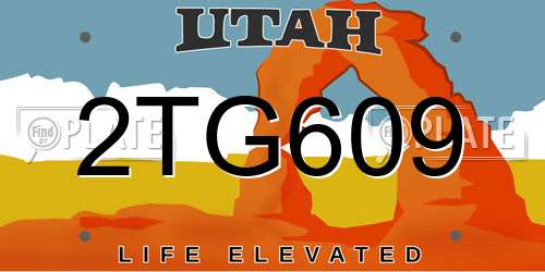 2TG609 Utah License Plate