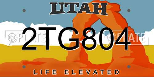 2TG804 Utah License Plate
