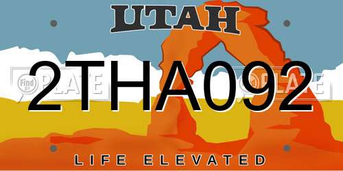2THA092 Utah License Plate