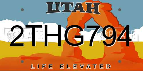 2THG794 Utah License Plate