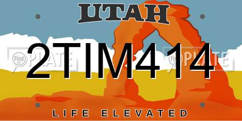 2TIM414 Utah License Plate