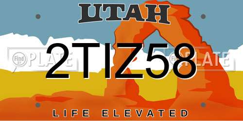 2TIZ58 Utah License Plate