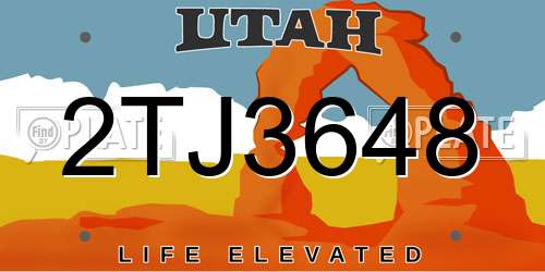 2TJ3648 Utah License Plate