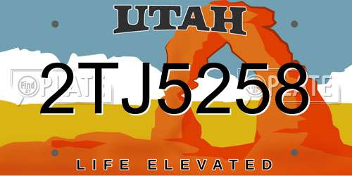 2TJ5258 Utah License Plate