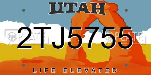 2TJ5755 Utah License Plate