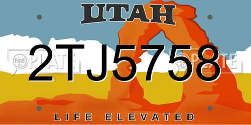 2TJ5758 Utah License Plate