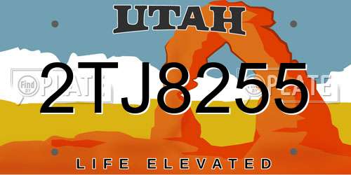 2TJ8255 Utah License Plate