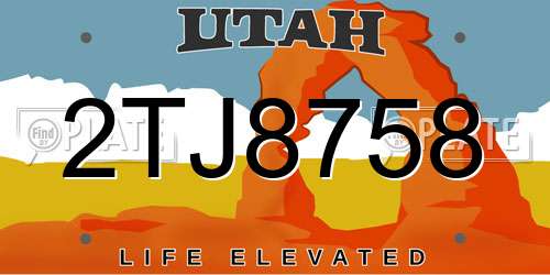 2TJ8758 Utah License Plate