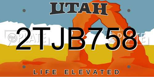 2TJB758 Utah License Plate
