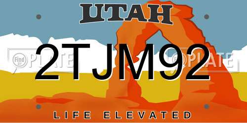 2TJM92 Utah License Plate