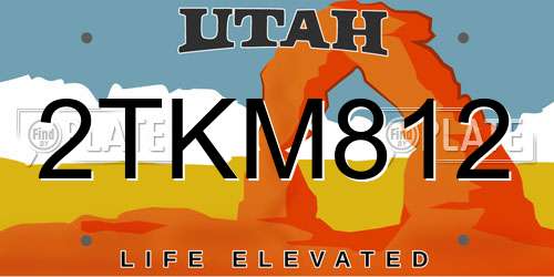 2TKM812 Utah License Plate