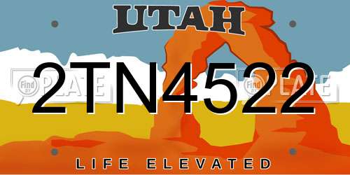 2TN4522 Utah License Plate