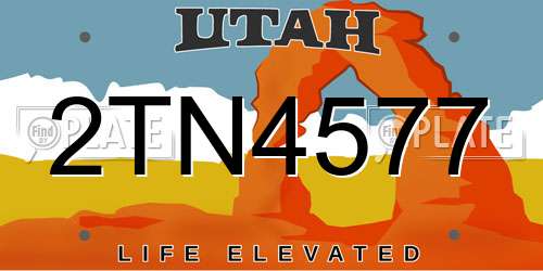 2TN4577 Utah License Plate