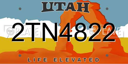 2TN4822 Utah License Plate