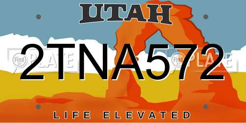 2TNA572 Utah License Plate