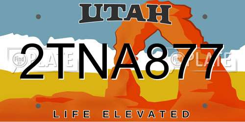 2TNA877 Utah License Plate
