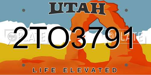 2TO3791 Utah License Plate