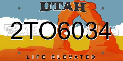 2TO6034 Utah License Plate
