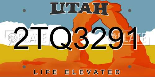 2TQ3291 Utah License Plate