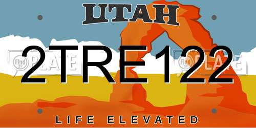 2TRE122 Utah License Plate
