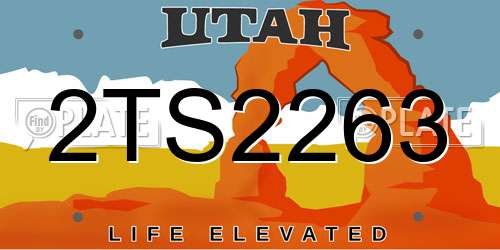 2TS2263 Utah License Plate