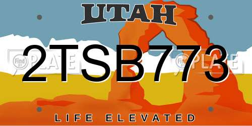 2TSB773 Utah License Plate