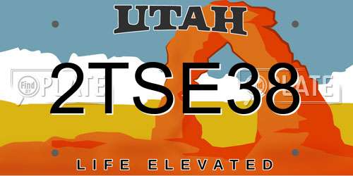 2TSE38 Utah License Plate