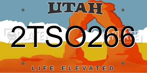2TSO266 Utah License Plate