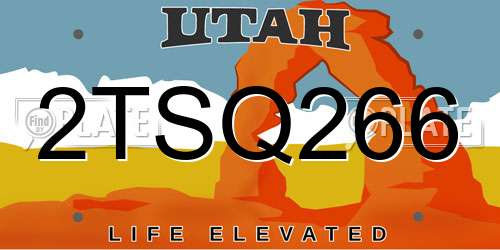 2TSQ266 Utah License Plate