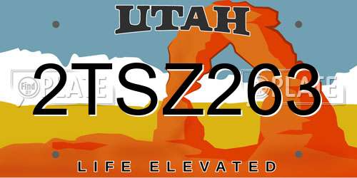 2TSZ263 Utah License Plate