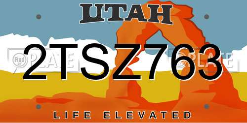 2TSZ763 Utah License Plate