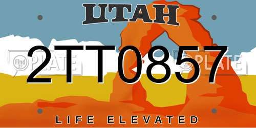 2TT0857 Utah License Plate