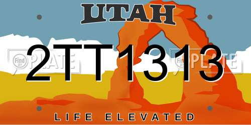 2TT1313 Utah License Plate