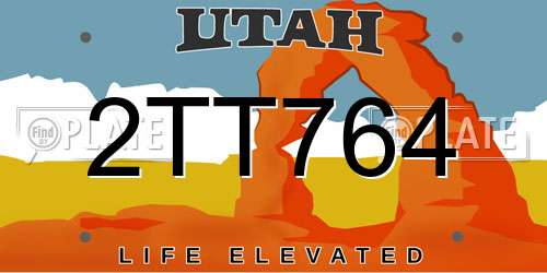 2TT764 Utah License Plate