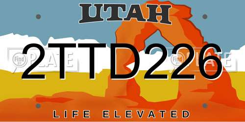 2TTD226 Utah License Plate