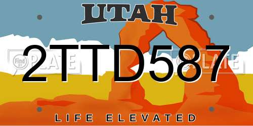 2TTD587 Utah License Plate
