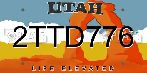 2TTD776 Utah License Plate