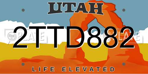 2TTD882 Utah License Plate
