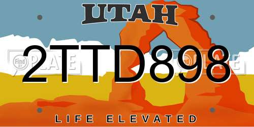 2TTD898 Utah License Plate