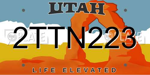 2TTN223 Utah License Plate