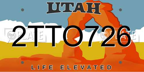 2TTO726 Utah License Plate