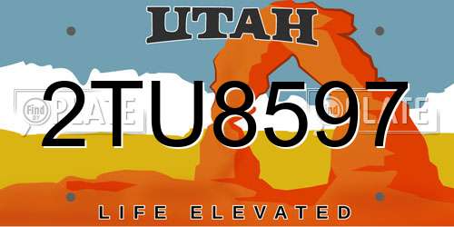 2TU8597 Utah License Plate
