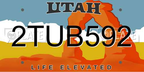 2TUB592 Utah License Plate